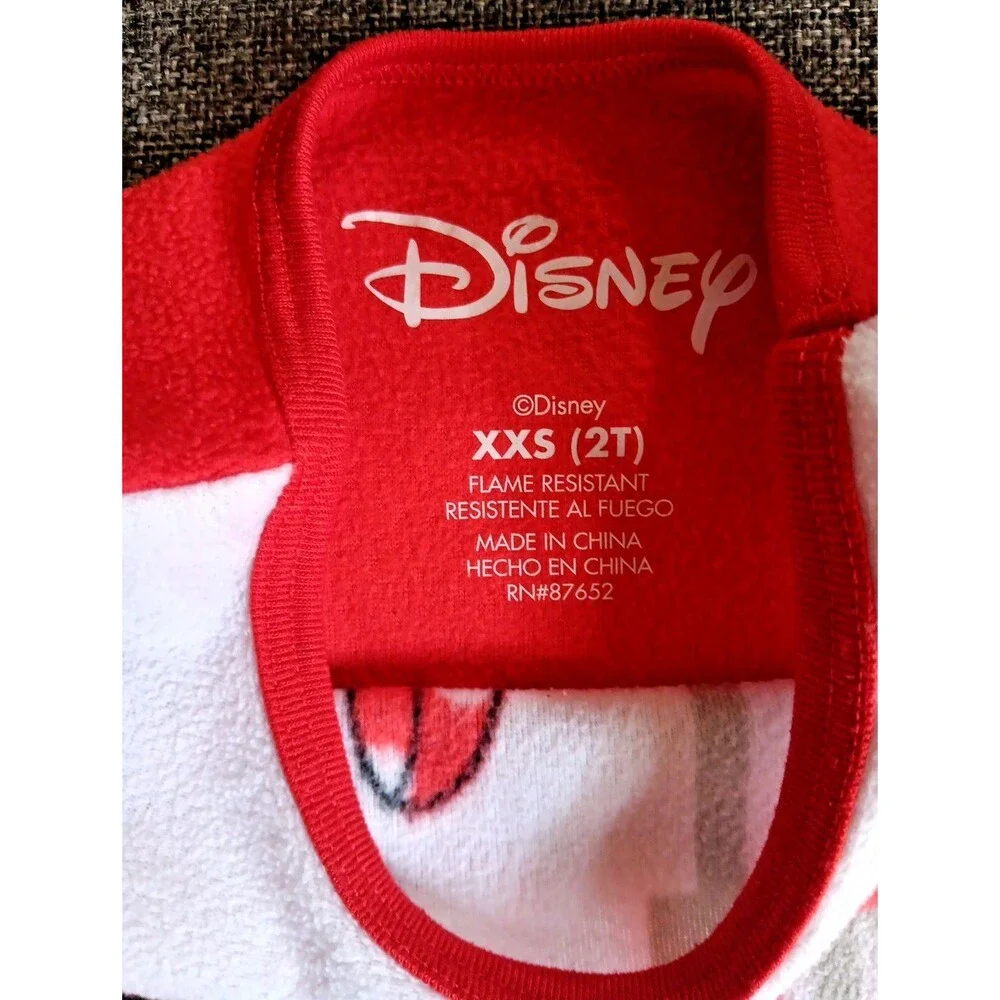 Shirt 2t Girls Disney fleece pajama top with Minnie Mouse red white long sleeve